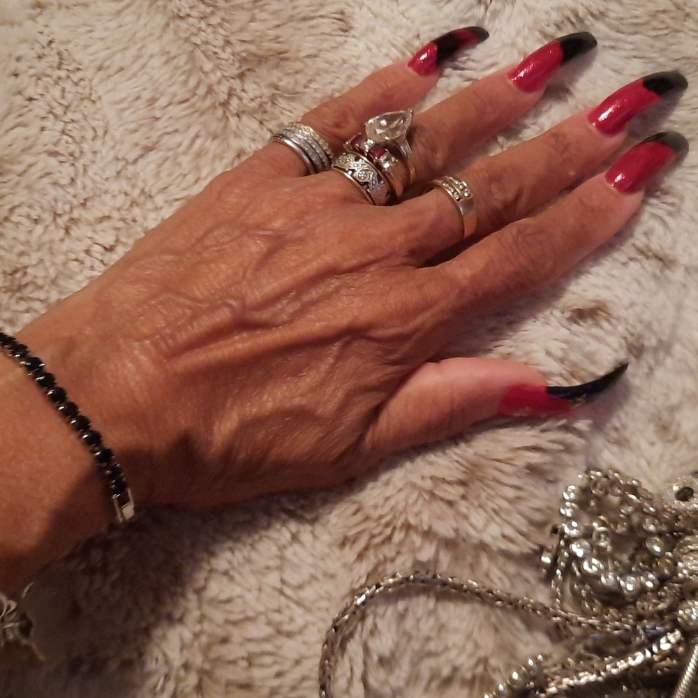 BLACK AUTHENTIC CZ SEXY 7" TENNIS BRACELET RHODIUM OVER STAINLESS 🎁💝